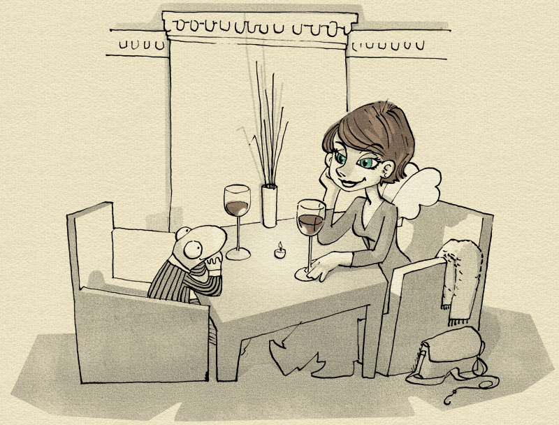 Julia und Frosch beim Candlelight-Dinner
